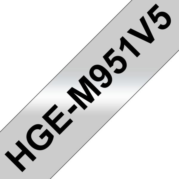 Ptouch band,high-grade bk/matt-silber hge-m951 24mm/8m 5 stück - Ptouch-hge-m951-4977766684736