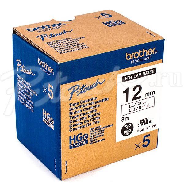 Ptouch band, high-grade schwarz/klar hge-131 12mm/8m 5 stück - Ptouch-hge-131-4977766684576