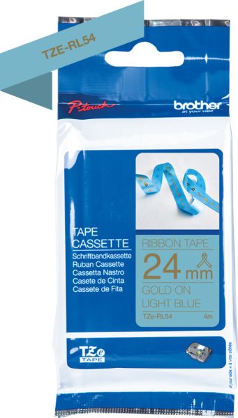 Ptouch band hellblau/gold tze-rl54 tze geräte 24mm - Ptouch-tze-rl54-4977766801942