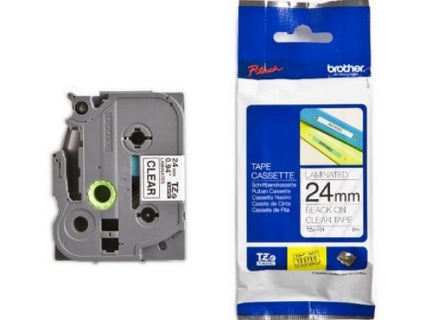 Ptouch band, laminiert schwarz/klar tze-151 pt-2450dx 24 mm - Ptouch-tze-151-4977766684996
