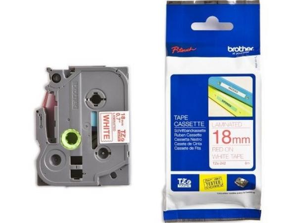 Ptouch band, laminiert rot/weiss tze-242 pt-2450dx 18 mm - Ptouch-tze-242-4977766685351