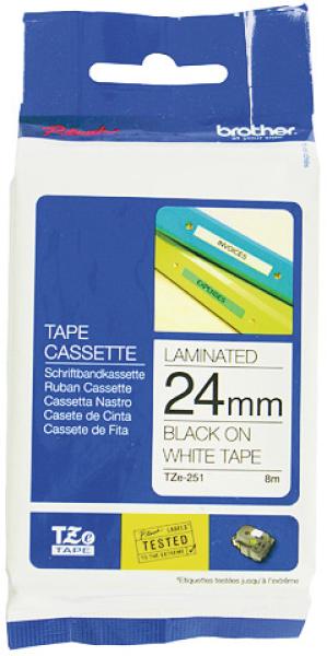 Ptouch band, laminiert schwarz/weiss tze-251 pt-2450dx 24 mm - Ptouch-tze-251-4977766685412