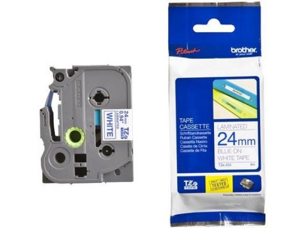Ptouch band, laminiert blau/weiss tze-253 pt-2450dx 24 mm - Ptouch-tze-253-4977766685498
