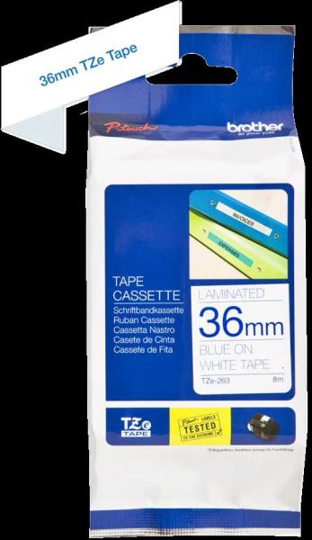 Ptouch band, laminiert blau/weiss tze-263 pt-3600 36 mm - Ptouch-tze-263-4977766685603-03.jpg