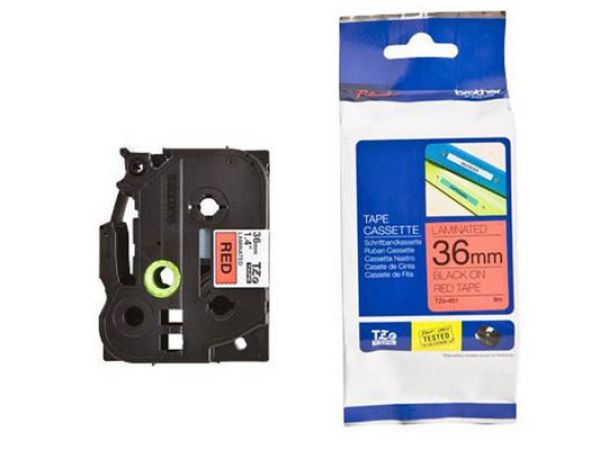 Ptouch band, laminiert schwarz/rot tze-461 pt-3600 36 mm - Ptouch-tze-461-4977766686389