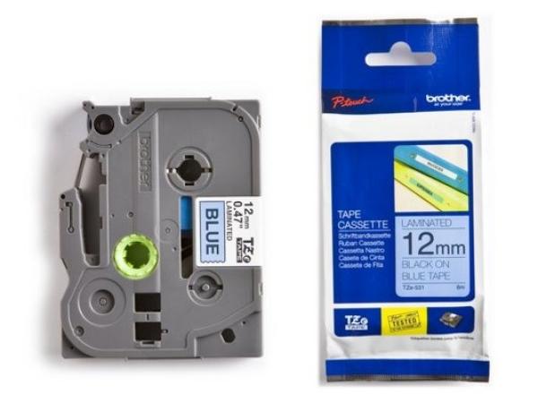Ptouch band, laminiert schwarz/blau tze-531 pt-1280vp 12 mm - Ptouch-tze-531-4977766686440