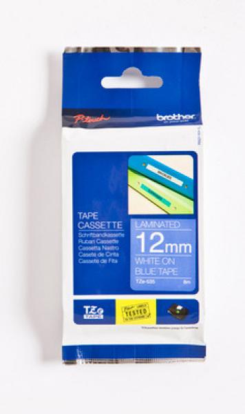 Ptouch band, laminiert weiss/blau tze-535 pt-1280vp 12 mm - Ptouch-tze-535-4977766686471