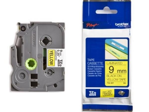 Ptouch band, laminiert schwarz/gelb tze-621 pt-1280vp 9 mm - Ptouch-tze-621-4977766686655