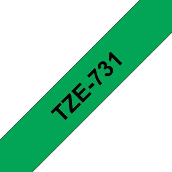 Ptouch band, laminiert schwarz/grün tze-731 pt-1280vp 12 mm - Ptouch-tze-731-4977766691352-02.jpg