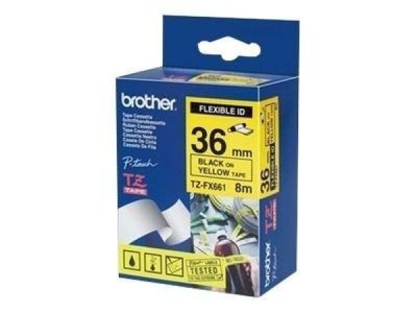 Ptouch flexitape lamin. schwarz/gelb tze-fx661 zu pt-550 36 mm - Ptouch-tze-fx661-4977766683906