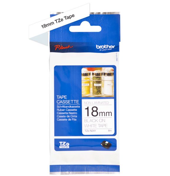 Ptouch band,nicht lam. schwarz/weiss tze-n241 pt-300 18 mm - Ptouch-tze-n241-4977766692113