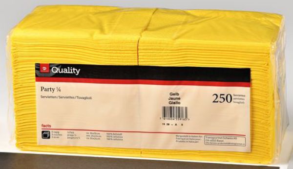 Quality servietten party 24x24cm 992122 gelb 250 stück - Quality-992122-7610034545632