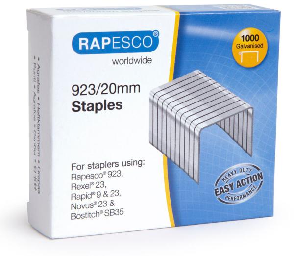 Rapesco heftklammern 923/20mm 1241 1000 stück verzinkt - Rapesco-1241-5018505005500