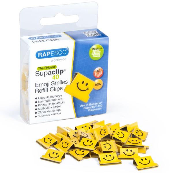 Rapesco clips refill emoji 1380 gelb 100 stück - Rapesco-1380-5018505030496