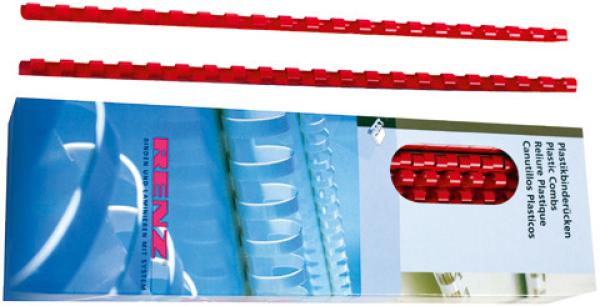 Renz plastikbinderücken 28mm a4 202212802 rot, 21 ringe 25 stück - Renz-202212802-4029126115531