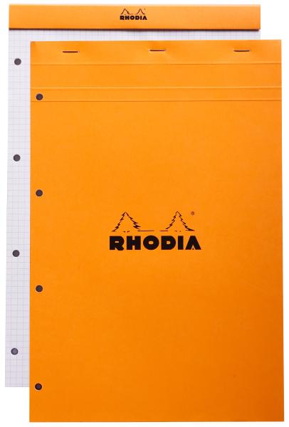 Rhodia notizblock orange 210x318mm 20200c kariert 80 blatt - Rhodia-20200c-3037920202006