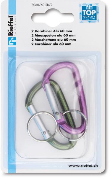 Rieffel switzerland schlüssel-karabiner 8060/60 sb/2 60mm 2 stück - Rieffel-switzerland-8060-60-sb-2-7640115314239