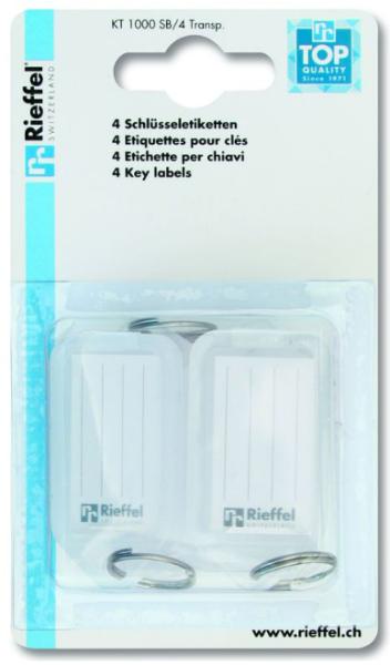 Rieffel switzerland schlüsseletiketten 38x22mm kt 1000 sb/4 transp transparent 4 stück - Rieffel-switzerland-kt-1000-sb-4-transp-7630010410952