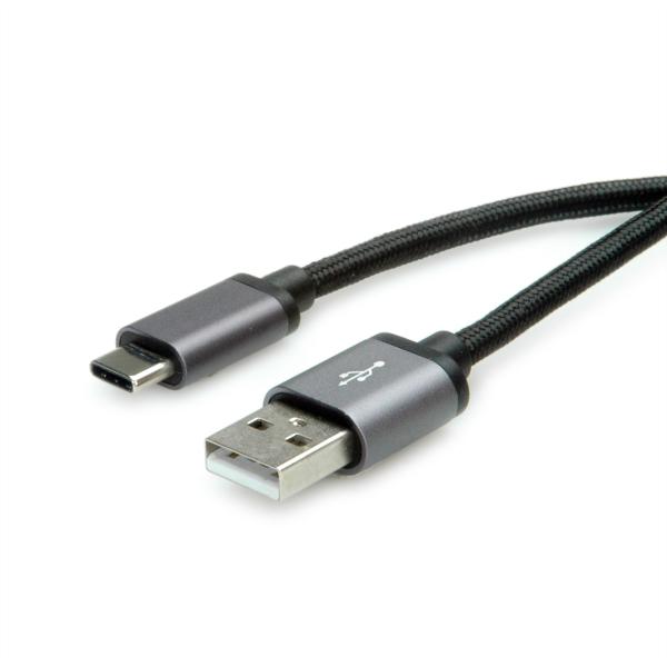 Roline usb-a-c, datenkabel 11.02.9028 black/sil, st/st, usb 2.0 1.8m - Roline-11029028-7611990142224