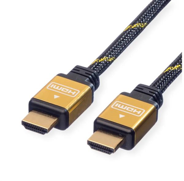 Roline hdmi high speed kabel, eth. 11.04.5501 gold, st/st, 2160p, 3d 1m - Roline-11045501-7611990193431