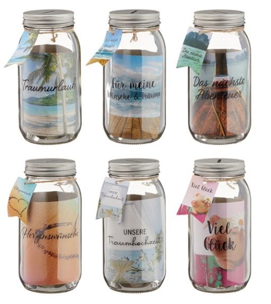 Roost spardose einmachglas 10028755 7x17cm 6 ass. - Roost-10028755-4032037690691