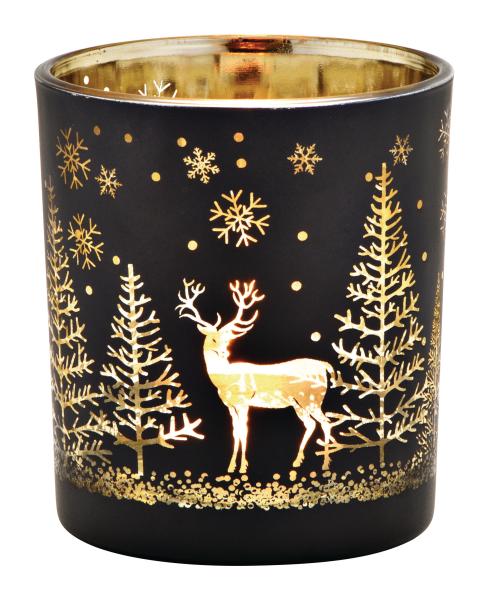 Roost windlicht winterwald 10032918 schwarz, gold 9x10x9cm - Roost-10032918-4007698381769
