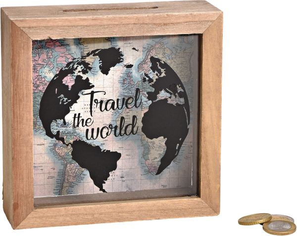 Roost sparkasse travel the world 10040874 holz, glas 15x15x5cm - Roost-10040874-4007698053857
