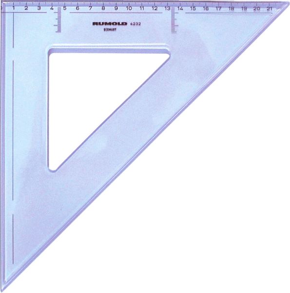 Rumold zeichendreieck 21cm 4232 45° farbig/transp. - Rumold-4232-4012108020305
