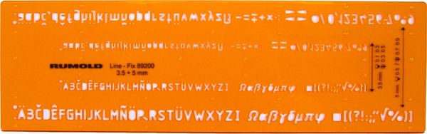 Rumold fineliner-schriftschablone 89200 schrift 3,5 und 5 mm - Rumold-89200-4012108034708
