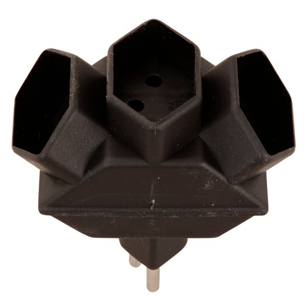 S-electro abzweigstecker 04.500.2sz schwarz, 3xt13 - S-electro-045002sz-7611453050028