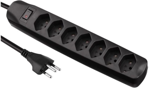 S-electro steckdosenleiste 85.110.7sz 7x t13 mit schalter, schwarz - S-electro-851107sz-7611453110722