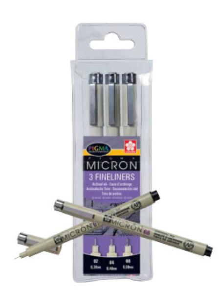 Sakura pigma micron set poxsdk3 0,3/0,4/0,5mm 3 stück - Sakura-poxsdk3-8710141132417