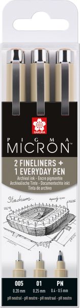 Sakura pigma micron set poxsdk3ur 0,2/0,25mm/pn 3 stück - Sakura-poxsdk3ur-8712079423919
