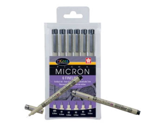 Sakura pigma micron set poxsdk6 0.2-0.5mm 6 stück - Sakura-poxsdk6-8710141049449