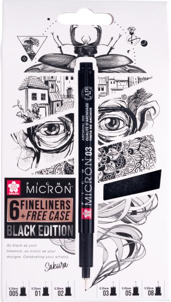 Sakura pigma micron set 0.05-0.8mm poxsdkb6 mit stifteetui 6 stück - Sakura-poxsdkb6-8712079514792