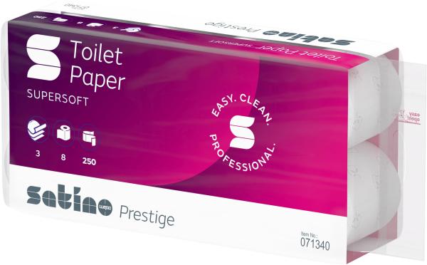 Satino toilettenpapier satino prestig 572051 3-lagig, 8 rollen à 250 blatt - Satino-572051-4000735323166