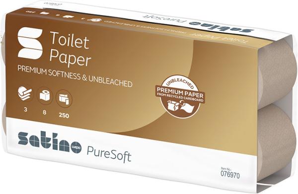 Satino toilettenpapier puresoft 628528 3-lagig, 8 rollen à 250 blatt - Satino-628528-4000735353897