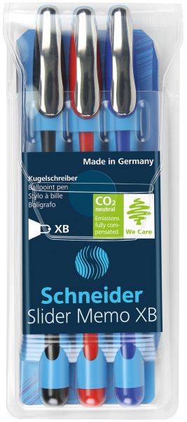 Schneider kugelschreiber slider memo xb 150293 assortiert, etui 3 stück - Schneider-150293-4004675065445
