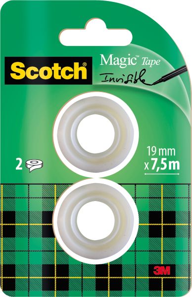 Scotch magic tape 810 19mmx7,5m 8-1975r2 transparent 2 rollen - Scotch-8-1975r2-4001895256417
