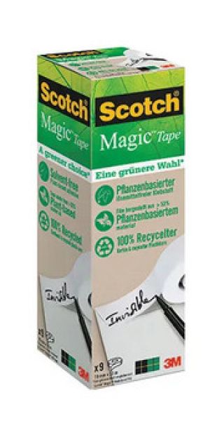 Scotch magic tape 900 19mmx33m 900-9 transparent 9 rollen - Scotch-900-9-4046719270729