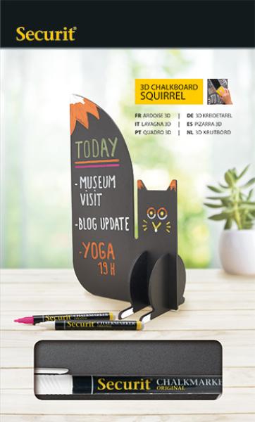 Securit kreidetafel squirrel t3d-squir schwarz 23.5x14.1x7.8cm - Securit-t3d-squir-8719075285817