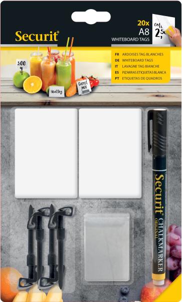 Securit tisch-kreidetafel tag tag-a8-bl weiss 7.4x5.2x0.1cm - Securit-tag-a8-bl-8719075283622