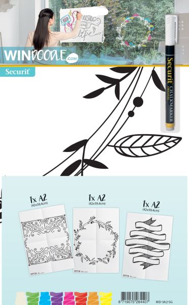 Securit fensterschablone windoodle wd-3a2-sg a2 signs 3 stück - Securit-wd-3a2-sg-8719075284407