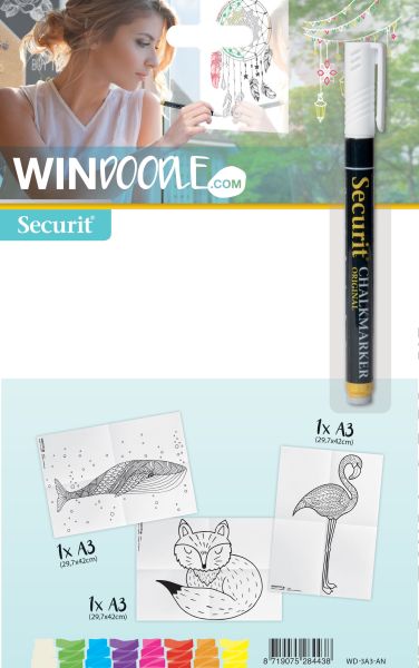 Securit fensterschablone windoodle wd-3a3-an a3 animals 3 stück - Securit-wd-3a3-an-8719075284438