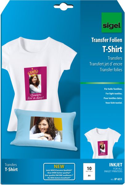 Sigel inkjet-transfer t-shirt a4 ip651 helle textilien 10 blatt - Sigel-ip651-4004360991998