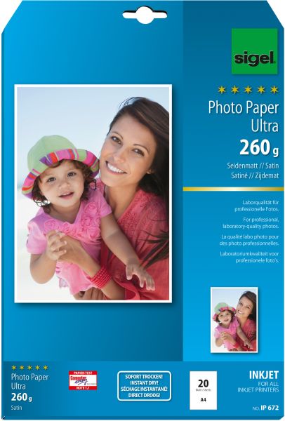 Sigel inkjet fotopapier a4 ip672 260g,matt, weiss 20 blatt - Sigel-ip672-4004360997006