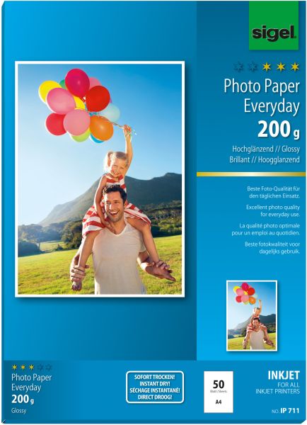 Sigel inkjet fotopapier a4 ip711 200g,glossy, weiss 50 blatt - Sigel-ip711-4004360998898