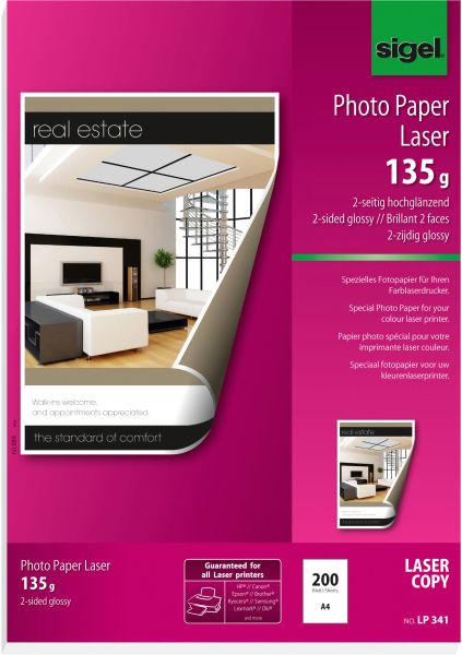 Sigel photo paper laser a4 lp341 135g glossy doppels.200 bl. - Sigel-lp341-4004360996689