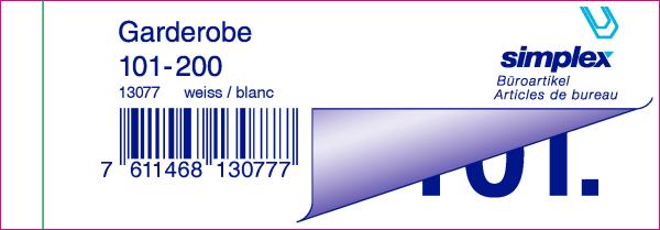 Simplex garderobenblock nr. 101-200 13077 weiss 100 blatt - Simplex-13077-7611468130777-02.jpg