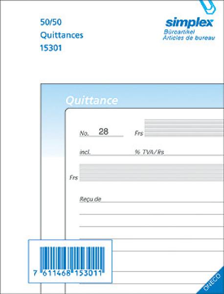 Simplex quittungen f a6 15307f blau/weiss 50x3 blatt - Simplex-15307f-7611468153073
